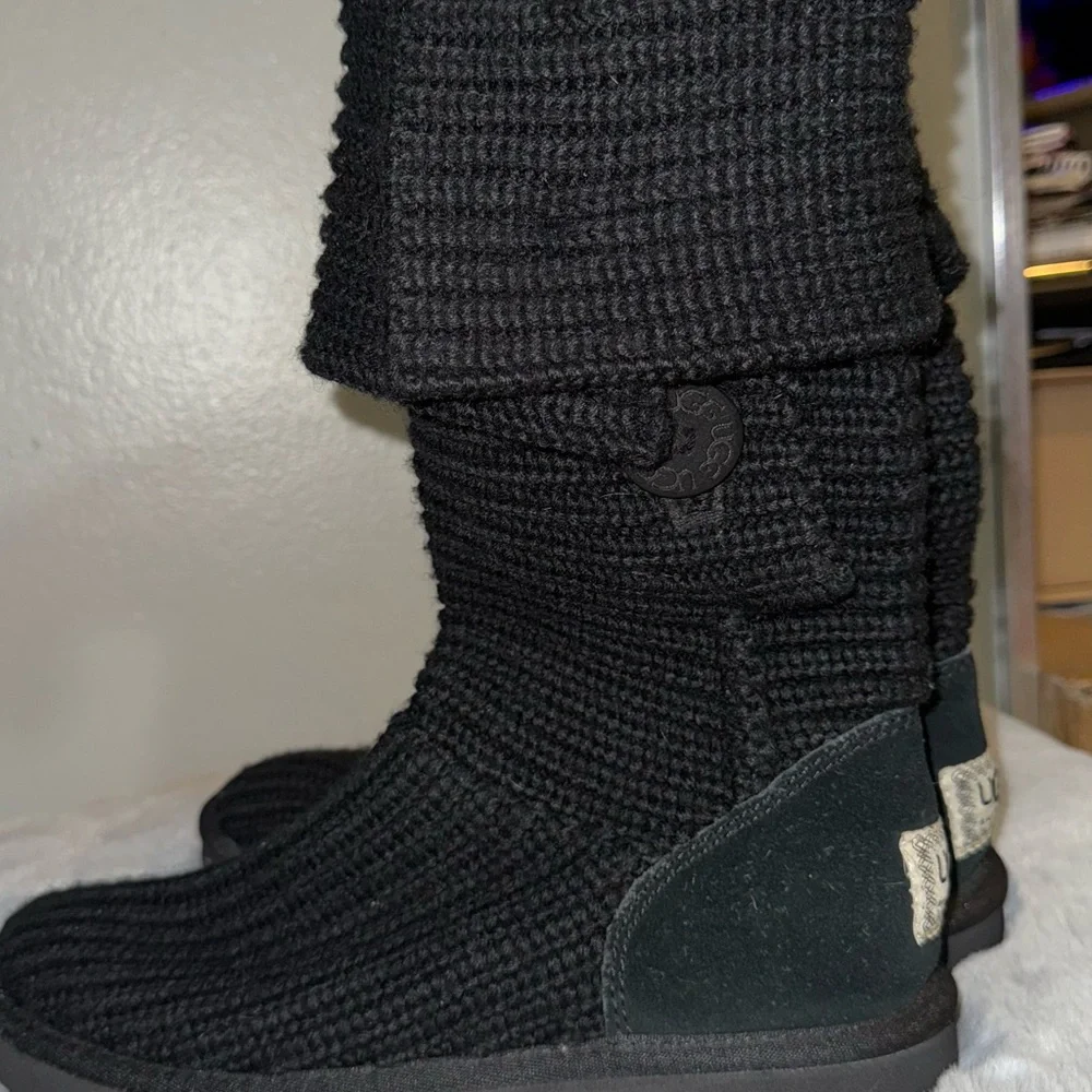 UGG Black Knit Button Winter Boots - Picture 6 of 7